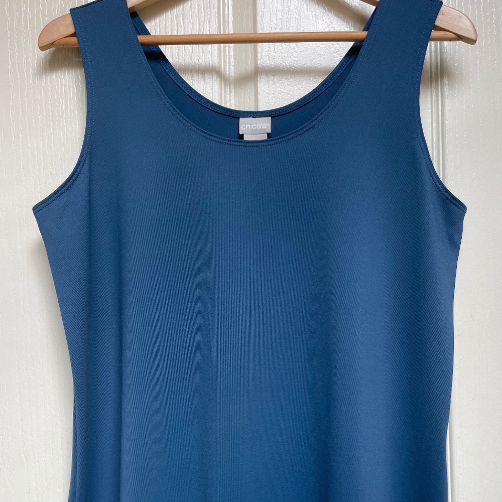 Chico's Microfiber Contemporary Tank Basic Knit Top in Dark Slate NWT